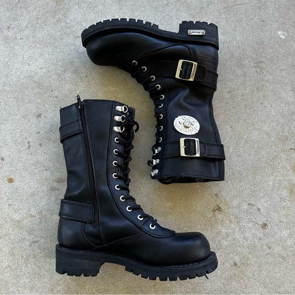 Xelement X29409Black 'Fury' 12-Inch Lace-Up Motorcycle Boots Women’s Size 7.5 - Picture 2 of 13